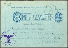 Belgier In Der Wehrmacht, 1943, Volksdeutscher, Ital. Feldpostkartenbrief Mit Normstempel "b 2.12." Sowie Absender- Und  - Andere & Zonder Classificatie