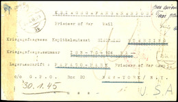 1944, Luftpost-KGF-Brief Aus WIEN 20.IX.44 Mit Hds. Tax Percue-Vermerk An Kapitänleutnant Siegried Sterzing In Das Lager - Autres & Non Classés