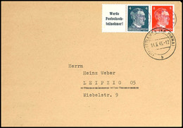 Hitler Zusammendruck W 152 (Reklamefeld A 16.3 + 4 Pfg) Mit Anhängendem 8 Pfg - Wert, Beide Mit Lokalaufdruck, Auf Phila - Bad Gottleuba-Berggiesshübel