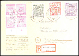 Spendenmarken 6+4 Bis 42+38 Pf. Kopfstehender Aufdruck Mit 4mal 6 Pf. Provinz Sachsen-Zusatzfrankatur (Mi.76aY) A. Samml - Dessau