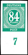 84 Pfg Ziffern, Abart "ungezähnt", Unterrandstück, Tadellos Postfrisch, Mi. 250.-, Katalog: 936U ** - Sonstige & Ohne Zuordnung