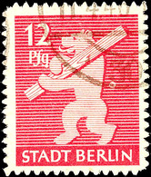 12 Pf. Rot Mit Plattenfehler II, Gestempelt, Gepr. Ströh BPP, Mi. 500.-, Katalog: 5BII O - Autres & Non Classés