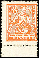 8 + 22 Pfg Bodenreform, Probedruck In Lebhaftorange Auf Gestrichenem Papier Mit Unterrand, Postfrisch, Unsigniert, In De - Sonstige & Ohne Zuordnung