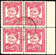 6+14 Bis 12+28 Pf. Kinderhilfe In Viererblocks Jeweils Tadellos Und Zentrisch Gestempelt GÜSTROW 19.1.46, Gepr. Kramp BP - Other & Unclassified