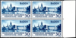 30 Pfg. Ingenieur - Kongress, Postfrischer 4-er Block Vom Rechten Bogenrand Mit Plattenfehler I Und II, Mi. 212.-, Katal - Other & Unclassified