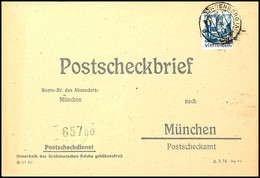 10 Pfg. Auf Portogerechtem Postscheckbrief Von "LINDENBERG 10.3.48" Nach München, Fotokurzbefund Straub BPP, Katalog: 3y - Altri & Non Classificati