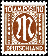 10 Pf. AM-Post Deutscher Druck, Orangebraun, Gez. 11½, Postfrisch, Fotobefund Schlegel BPP: "echt Und Einwandfrei", Mi.  - Altri & Non Classificati