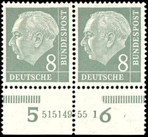 8 Pfg Heuss, Waagerechtes Paar Mit Unterrand Und HAN "515149.55 1", Tadellos Postfrisch, Unsigniert, Mi. 90.-, Katalog:  - Sonstige & Ohne Zuordnung