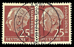 25 Pfg. Lebhaftlilabraun, Waagerechtes Minimal Gestauchtes Paar Mit Zentrischer Entwertung "NASSAU (LAHN) 28.12.59", Mi. - Sonstige & Ohne Zuordnung