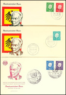 7 Pfg Bis 70 Pfg Heuss III Auf Drei Blanko-FDC-Umschlägen Mit Ersttagsstempel,  Tadellos, Mi. 255.-, Katalog: 302/06FDC  - Sonstige & Ohne Zuordnung