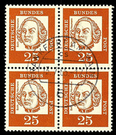 25 Pfg. Braunorange, Zentrisch "FRANKFURT AM MAIN 13.7.65" Gestempelter Viererblock, Mi. 44.-+, Katalog: 353y(4) O - Sonstige & Ohne Zuordnung