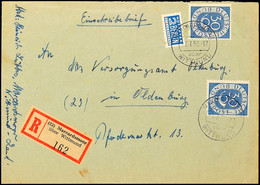 "MARCARDSMOOR über WITTMUND 7.7.53", Fern-R-Brief Mit MeF 30 Pfg Posthorn Nach Oldenburg, Kleine Spuren, Katalog: 132(2) - Sonstige & Ohne Zuordnung