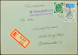 "Neuschoo über Esens (Ostfriesl.)", Viol. L2 Mit PLZ "23" Auf Fern-R-Brief 1953 Nach Oldenburg, Katalog: 128,134 BF - Andere & Zonder Classificatie