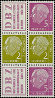 R3+2 Pf.+R3, Heuss 1955, Senkr. Zusammendruck, Postfrisch, Mi. 120.-, Katalog: S16 ** - Zusammendrucke