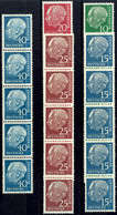 "Heuss"-lumogen 10-40 Pf. Je Als Tadellos Postfrischer 5er-Streifen Mit Zähl-Nr., Mi. 485,--, Katalog: 183/260 YR ** - Other & Unclassified