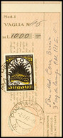 50 C. Flugpostmarke Mit Feldpost-Stempel "POSTA MILITARE N. 121 3.4.42" Auf Rechtem Zahlkarten-Abschnitt über 1000 L., R - Other & Unclassified