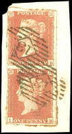 1 P. Rotbraun, Platte 99, Als Senkrechter Paar HB-IB Auf Briefstück Mit Schwarzen Nummernstempel 13, Katalog: 3Ie(2) BS - Otros & Sin Clasificación