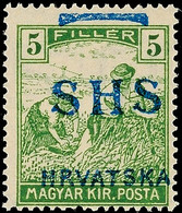 5 F. Schnitter Mit Hellblauem Aufdruck, Postfrisch, Fotokurzbefund Zrinjscak BPP, Katalog: 68 ** - Otros & Sin Clasificación