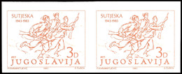 3 Din. Schlacht An Der Sutjeska, Ungezähnt, Waager. Paar, Postfrisch, Tadellos, Katalog: 1987U ** - Sonstige & Ohne Zuordnung