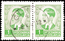 1941, Jugoslawien 1 Din. Waager. Paar (Mi.-Nr. 395) Mit EK "GLIMA 8.5.41" Seltener Mitläufer, Gepr. U. Fotoattest Zrinjs - Kroatien