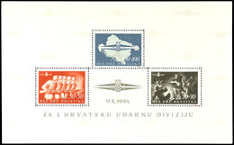 1945, Blockausgabe "Sturmdivision", Originalformat, Type IV (nach Acta Philatelica Nova, 2011), Ungebraucht Mit Teils Ve - Kroatien