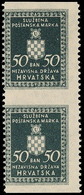 50 B. Senkrechtes Paar, Waager. Ungezähnt, Postfrisch, Fotokurzbefund Zrinjscak BPP, Katalog: 2yUw ** - Croatie