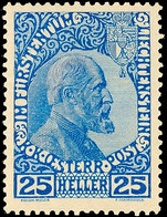 25 H Dunkelkobalt Auf Normalem Papier, Gepr., Mi  780,-, Katalog: 3ya * - Liechtenstein