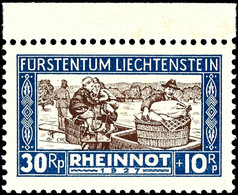 30 Rp. Rheinnot Mit Plattenfehler I "Kopf Des Kindes Deformiert" Mit Oberrand, Tadellos Postfrisch, Unsigniert, Mi. 240. - Liechtenstein