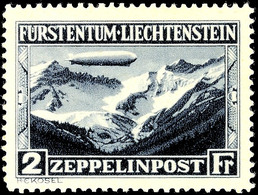 2 Fr. Zeppelin 1931, Plattenfehler: "Fleck Rechts Oben", Postfrisch, Mi. 850.-, Katalog: 115I ** - Liechtenstein