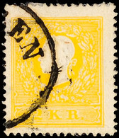 2 Kr. Gelb, Type I, Farb- Und Prägefrische Marke, Teilstempel, Links Unten Punkthelle Stelle, Sign. Matl, Fotobefund Gol - Sonstige & Ohne Zuordnung