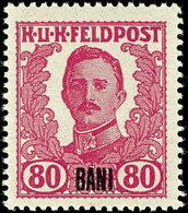 1918, 80 Bani A. 80 H. Kaiser Karl, österreichisch-ungarische Feldpost, Unverausgabte Marke, Tadellos Postfrisch, Fotoat - Otros & Sin Clasificación