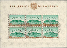 1961, Europa, Der Seltene Kleinbogen Rundgestempelt, Kabinett, Mi. 200.-, Katalog: 700 KB O - San Marino