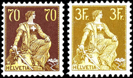 1908, 40 C. - 3 Fr. Sitzende Helvetia, 10 Werte Komplett, Tadellos Postfrisch, Für Die Seltene 3 Fr. Fotoattest Von Der  - Sonstige & Ohne Zuordnung