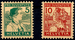 1915, 5 + 5 - 10 + 5 C. Pro Juventute, 2 Werte Komplett, Tadellos Postfrisch, Unsigniert, Mi. 250.-, Katalog: 128/29 ** - Otros & Sin Clasificación