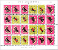 Pro-Juvetute 1953, Kpl. Markenheftchenbogen Mit Ersttagssonderstempel, Mi. 1.500,-, Katalog: MHB42 O - Postzegelboekjes