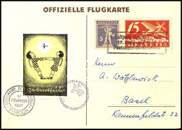 1927, Pestalozzi-Gedenkflug Brugg - Yverdon, Sonderkarte Mit 15 Rp. Flugpost Und 5 Rp. Tell Mit Bestätigungsstempel "17. - Sonstige & Ohne Zuordnung