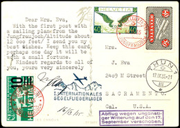 1935, Segelluftpost Am Jungfraujoch, Ansichtskarte Mit Flugpostmarken-Mischfrankatur, Dabei 50 Rp, Mit Bestätigungsstemp - Other & Unclassified