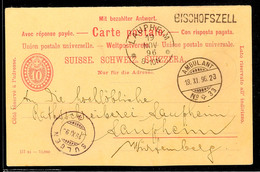 "BISCHOFSZELL" - Stations-L1, Klar Nebst Bahnpoststempel "AMBULANT" No.33 19.XI.96" Auf GS-Postkarte 10 C. (Frageteil) ü - Other & Unclassified