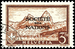 1937, 3 Fr. Landschaften Rotbraun, Tadellos Rundgestempelt "GENEVE", Mi. 250.-, Katalog: 56 O - Sonstige & Ohne Zuordnung