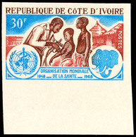 30 Fr. 20 Jahre Weltgesundheitsorganisation (WHO) 1968, Motiv: Arzt Mit Impflingen, Elefantenkopf-Emblem, Ungezähnt Stat - Côte-d'Ivoire