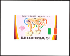 5 C. Olympiade München 1972, Schwimmen, Als Ungezähnte Probedruck-Blockausgabe, Tadellos Postfrisch, Katalog: 827PU ** - Liberia