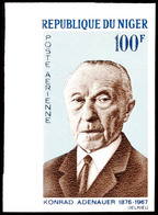 100 Fr. Zum Tode Von Konrad Adenauer 1967, Linkes Bogenrandstück Ungezähnt Statt Gezähnt, Tadellos Postfrisch, Katalog:  - Niger (1960-...)