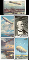 ZEPPELIN: 5 Ansichtskarten Herausgegeben Vom "Deutschen Luftflotten-Verein", 4 Verschiedene Farbige Kartennach Gemälden  - Sonstige & Ohne Zuordnung