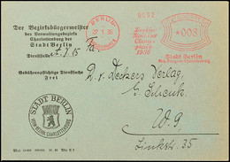 1936, Berlin, Behördenbrief Mit Rotem Freistempel Mit Reklametext In Sütterlinschrift "Berlin Stadt Der Olympiade 1936"  - Altri & Non Classificati