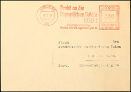 1936, Berlin, Brief Mit Probeabschlag Des Roten Freistempels "BERLIN SW 68 / 17-2-36 / Denkt An Die Olympischen Spiele 1 - Altri & Non Classificati