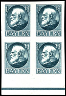 1 Mark König Ludwig Ungezähnter Probedruck In Grau Im Viererblock Tadellos Postfrisch, Mi. 720.-, Katalog: 104PU(4) ** - Sonstige & Ohne Zuordnung