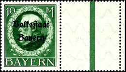 10 Mark Friedensdruck Mit Aufdruck "Volksstaat Bayern" Und Rechts Anhängendem Leerfeld Tadellos Postfrisch, Gepr. Schmit - Sonstige & Ohne Zuordnung