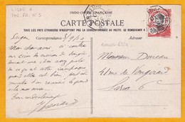 1910 - CP De Saigon, Cochinchine Vers Paris Par Paquebot Fr N°5 - Ligne N - Affrt 10 C - Vue: Route De Binh Lee - Lettres & Documents