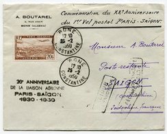 RC 10734 ALGERIE 1950 - 20e ANNIVERSAIRE DE LA LIAISON AERIENNE PARIS SAIGON INDOCHINE TB - Poste Aérienne