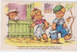 Illustrateur GOUGEON "en Sommes, Son Petit Veau Et Nous, On Est Frères De Lait !            (lot Pat29) - Gougeon